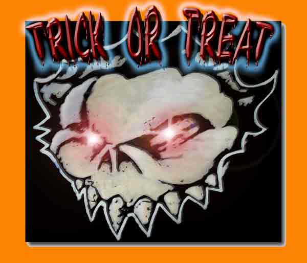 Trick or Treat skull artwork